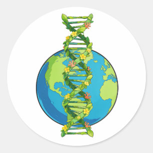 ヴィンテージ アースデー DNA 自然イラスト ラウンドシール