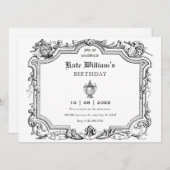 ヴィンテージ アーティスティック ラインアート 招待状 (正面/裏面)