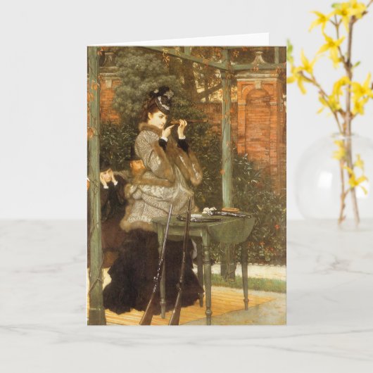 ヴィンテージ・アートのジェームズ・ティスソによるライフル射程で カード (黄色い花)