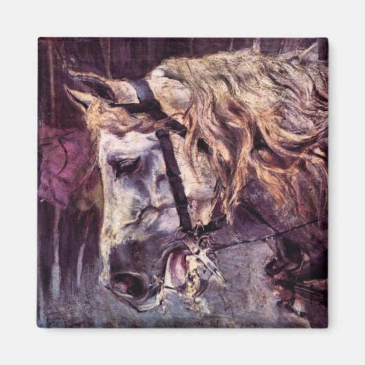 ヴィンテージ・アートジョバンニ・ボルディーニによる馬の頭 マグネット (正面)