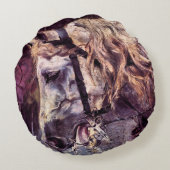 ヴィンテージ・アートジョバンニ・ボルディーニによる馬の頭 ラウンドクッション (裏面)