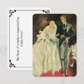 ヴィンテージ アートデコの新婦と新郎の結婚 出欠カード (正面/裏面)