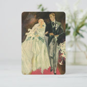 ヴィンテージ アートデコの新婦と新郎の結婚 出欠カード (スタンド正面)