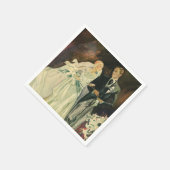ヴィンテージ アートデコの新婦新郎　結婚式 スタンダードカクテルナプキン (角)