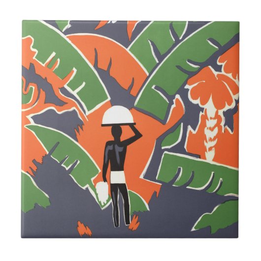 ヴィンテージ アートデコ アフリカのジャングル旅行, 先住民 タイル (正面)