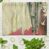 ヴィンテージ アートデコ ウェディング ブライドと グルーム 新婚夫婦 キッチンタオル (折り畳み)