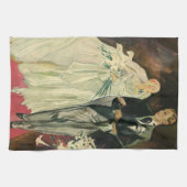 ヴィンテージ アートデコ ウェディング ブライドと グルーム 新婚夫婦 キッチンタオル (横)