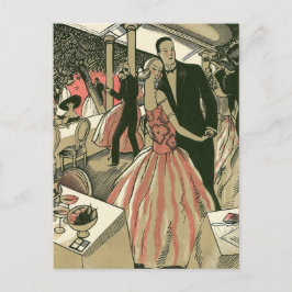 ヴィンテージ アートデコ ウェディング, 新婚夫婦のファーストダンス 案内ポストカード