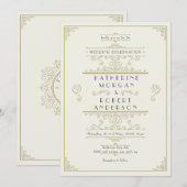 ヴィンテージ アートデコ エレガント ウェディング 招待状 (正面/裏面)
