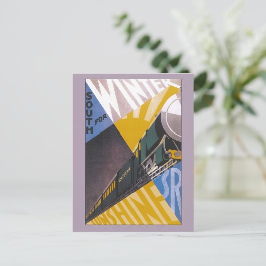 ヴィンテージ アートデコ サザン鉄道 旅行広告 ポストカード (スタンド正面)