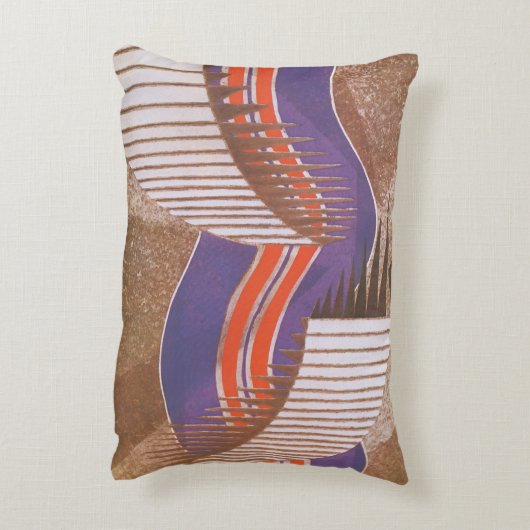 ヴィンテージ アートデコ ジャズ ポショワール 階段 ステップ パターン アクセントクッション (裏面(縦))