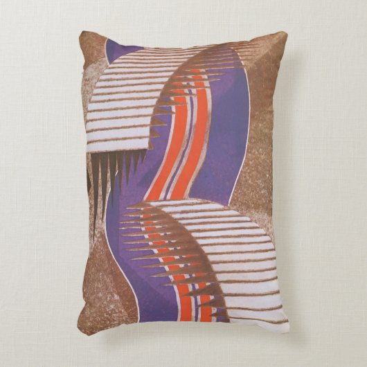 ヴィンテージ アートデコ ジャズ ポショワール 階段 ステップ パターン アクセントクッション (正面(垂直))