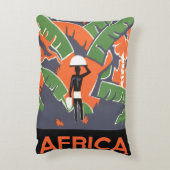 ヴィンテージ アートデコ トラベル、アフリカのジャングルで暮らす原住民 アクセントクッション (裏面(縦))