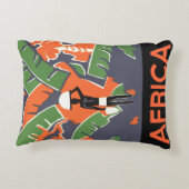 ヴィンテージ アートデコ トラベル、アフリカのジャングルで暮らす原住民 アクセントクッション (裏面)