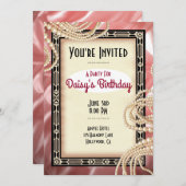 ヴィンテージ アートデコ パーティー招待状 招待状 (正面/裏面)