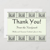 ヴィンテージ アートデコ フラワーズ ボーダー サンクス ポストカード (正面/裏面)