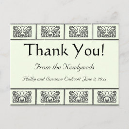 ヴィンテージ アートデコ フラワーズ ボーダー サンクス ポストカード