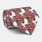 ヴィンテージ アートデコ フラワー、ピンクのガーデンローズ ネクタイ (ロール)