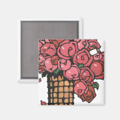 ヴィンテージ アートデコ フラワー、ピンクのガーデンローズ マグネット (正面/裏面)