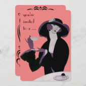 ヴィンテージ アートデコ ブライズシャワー パーティー 招待状 (正面/裏面)