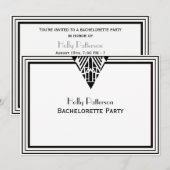 ヴィンテージ アートデコ ブラック＆ホワイト フレーム#1 H バチェロレッテ 招待状 (正面/裏面)