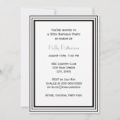 ヴィンテージ アートデコ ブラック ホワイト フレーム #1 V 誕生日 招待状 (裏面)