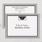 ヴィンテージ アートデコ ブラック ホワイト フレーム #2 H リハーサル ダイニング 招待状 (正面/裏面)
