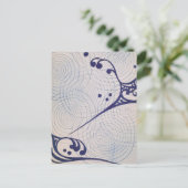 ヴィンテージ アートデコ ブルー ウェーブス ポストカード (スタンド正面)