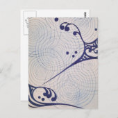 ヴィンテージ アートデコ ブルー ウェーブス ポストカード (正面/裏面)