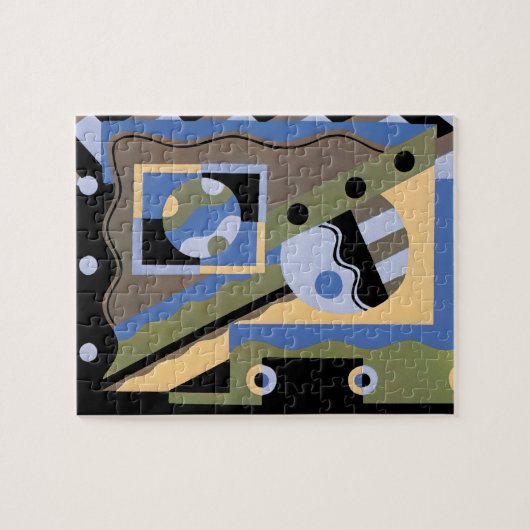 ヴィンテージ アートデコ ポショワール ジャズ キュビズム パターン ジグソーパズル (横)