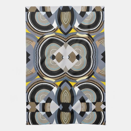 ヴィンテージ アートデコ ポショワール ジャズ 幾何学模様 キッチンタオル (縦)