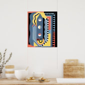 ヴィンテージ アートデコ ポショワール ジャズ 幾何学模様 ポスター (キッチン)