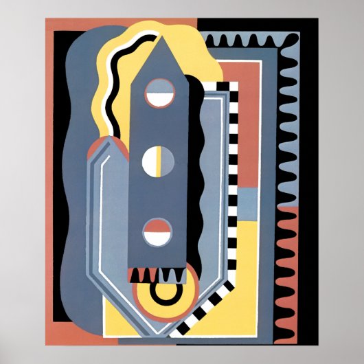 ヴィンテージ アートデコ ポショワール ジャズ 幾何学模様 ポスター (正面)