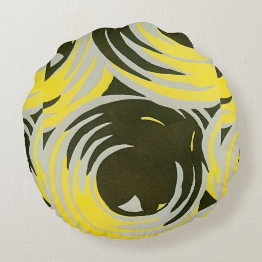 ヴィンテージ アートデコ ポショワール ジャズ 幾何学的な円 ラウンドクッション (裏面)