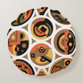 ヴィンテージ アートデコ ポショワール ジャズ 幾何学的な円 ラウンドクッション (裏面)