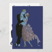 ヴィンテージ アートデコ 新婚カップルの結婚式 Save the Date 招待状 (正面/裏面)