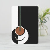 ヴィンテージ アートデコ、蒸気の上がるコーヒーカップ 招待状 (スタンド正面)