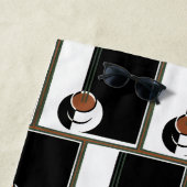 ヴィンテージ アートデコ、蒸気の上がるコーヒー ビーチタオル (インサイチュ)