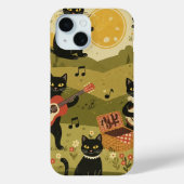 ヴィンテージ アート ギター 猫 愛好家 Case-Mate iPhoneケース (裏面)
