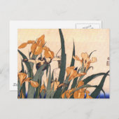 ヴィンテージ アート 日本のアイリス 花のポストカード ポストカード (正面/裏面)