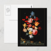 ヴィンテージ アート 静物画 花 昆虫 貝殻 ポストカード (正面/裏面)