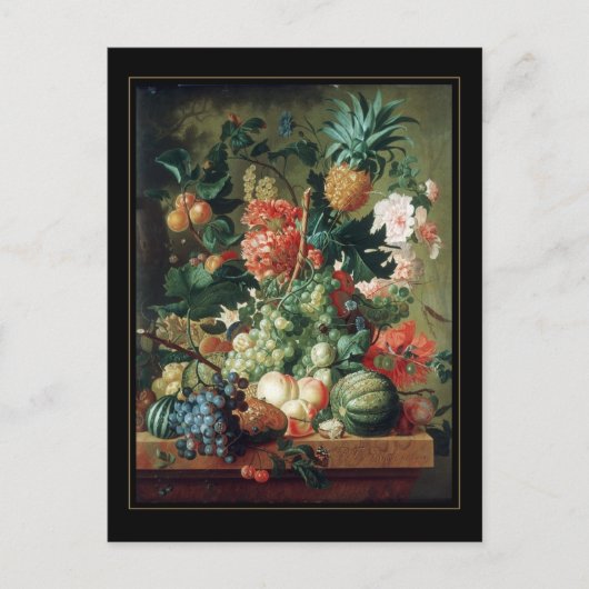 ヴィンテージ アート 静物画 花 果物 ポストカード (正面)