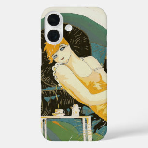 ヴィンテージ アールデコの女性がソファに横になる、ションプレ iPhone 16ケース