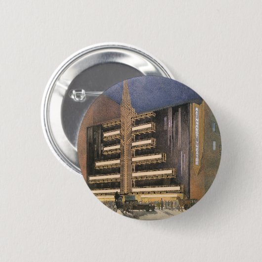 ヴィンテージ アールデコ建築、ニューヨークの建物 缶バッジ (正面&裏面)