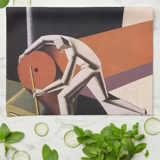 ヴィンテージ、アールデコ織物及び織物 キッチンタオル (折り畳み)