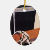 ヴィンテージ、アールデコ織物及び織物 セラミックオーナメント (正面)