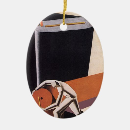 ヴィンテージ、アールデコ織物及び織物 セラミックオーナメント (正面)