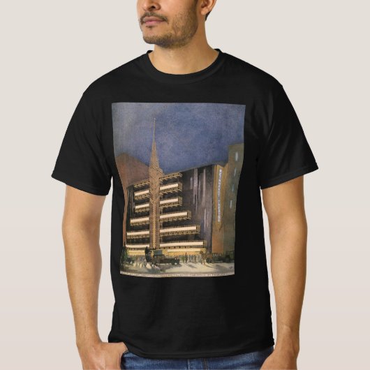 ヴィンテージ アールデコ調の建築、NYCの建物 Tシャツ (正面)