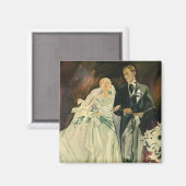 ヴィンテージ アールデコ ウェディング ブライドとグルーム 新婚夫婦 マグネット (正面/裏面)