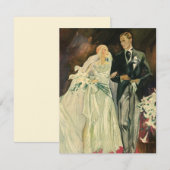 ヴィンテージ アールデコ ウェディング ブライドとグルーム 新婚夫婦 招待状 (正面/裏面)